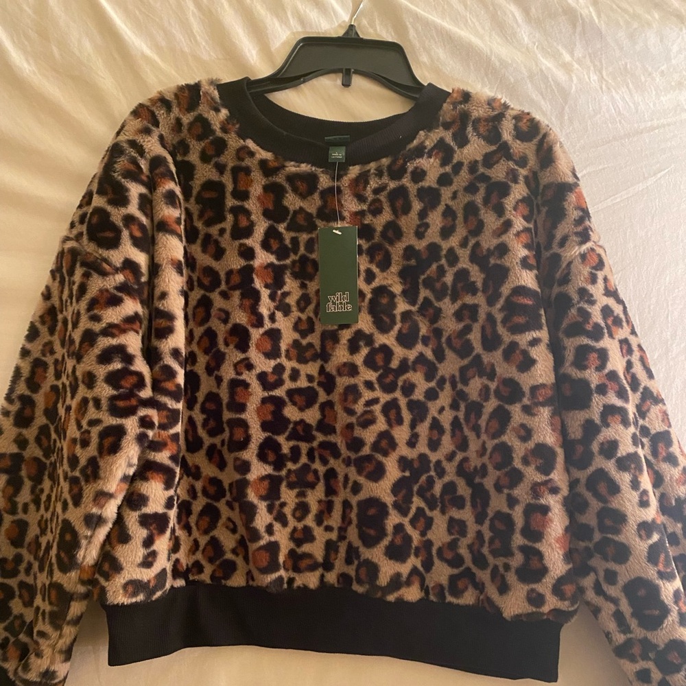 Brand New Plush Cheetah print sweatshirt
